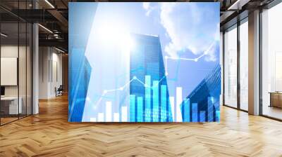 Financial growth graph. Sales increase, marketing strategy concept. Wall mural